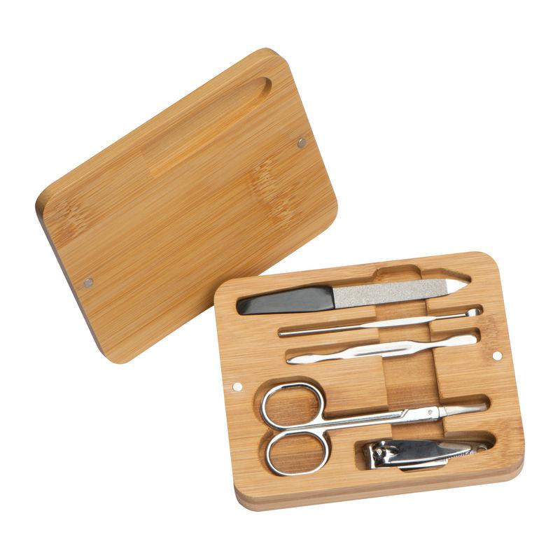 Set manichiură în cutie din bambus Beige