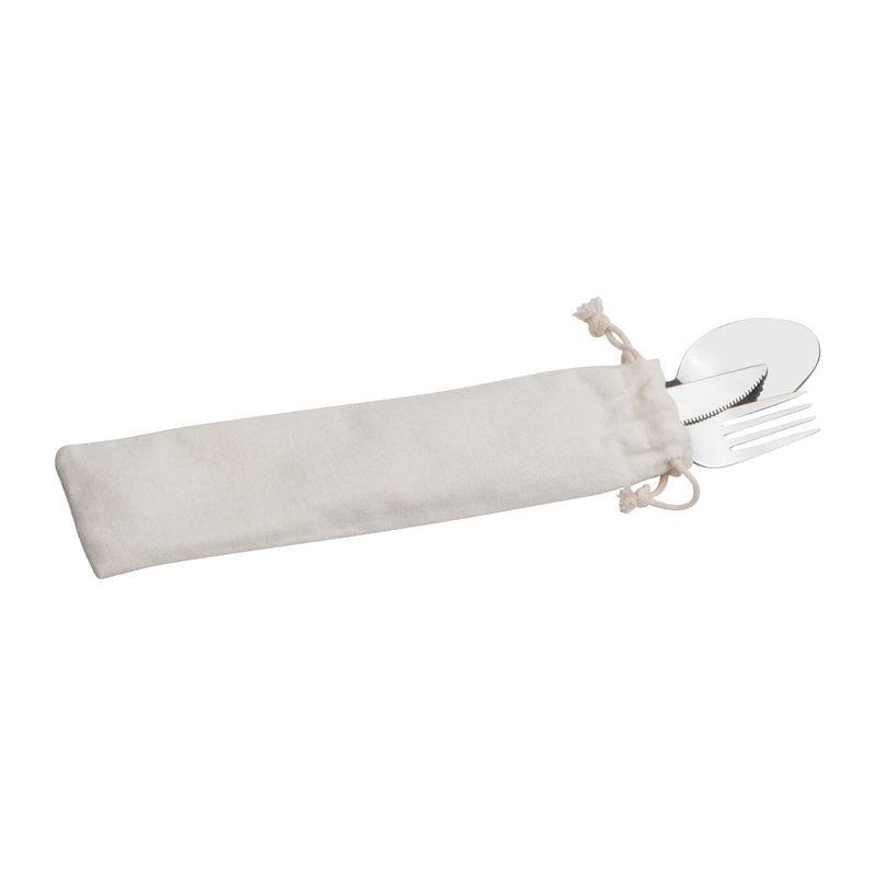 Set de tacâmuri într-o husă din bumbac Beige