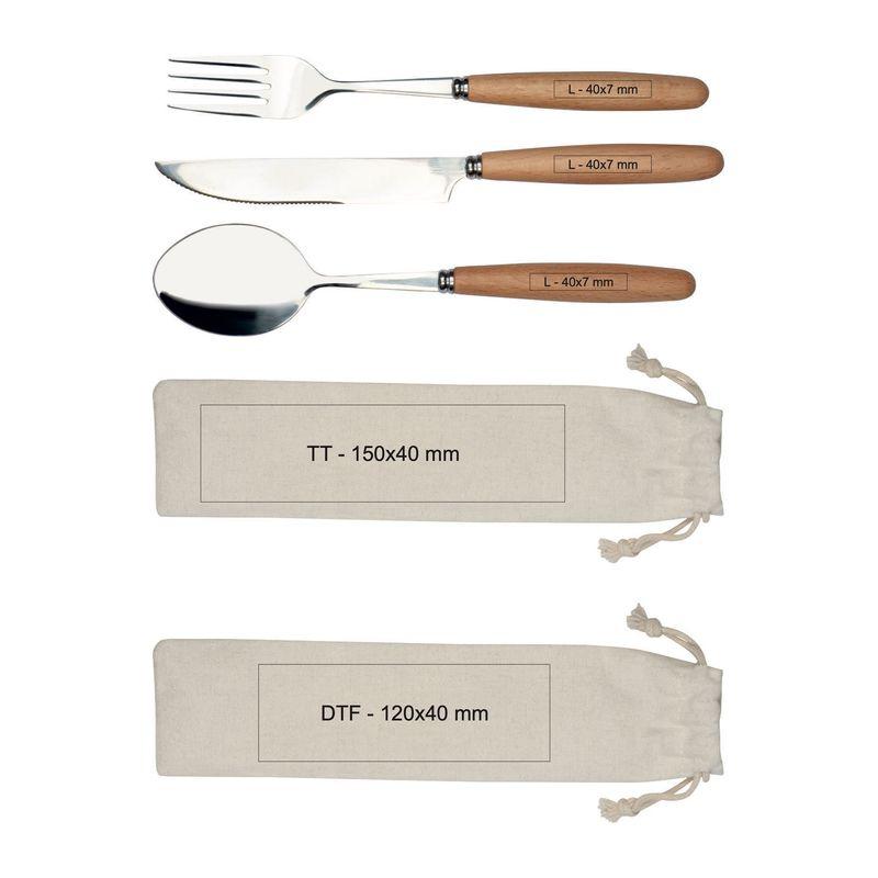 Set de tacâmuri într-o husă din bumbac Beige