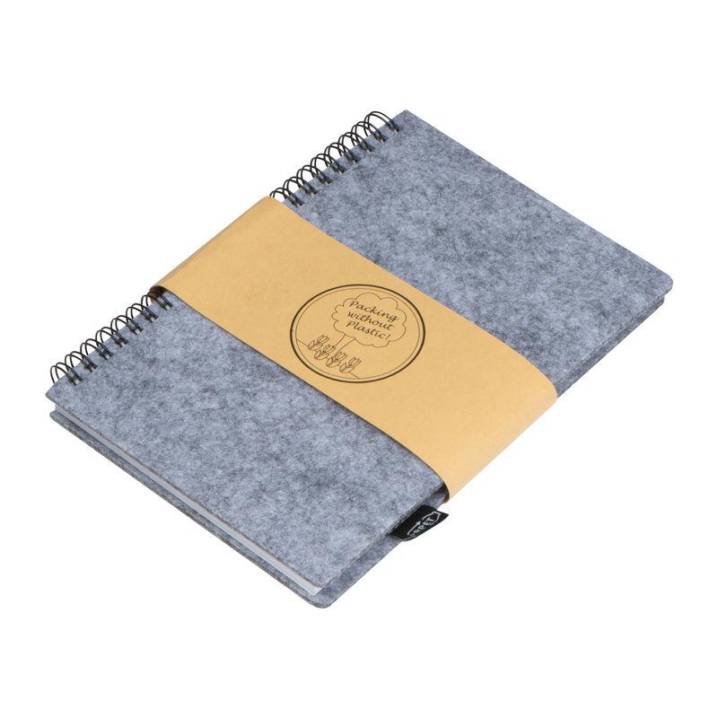 Caiet cu coperți din pâslă RPET Gri