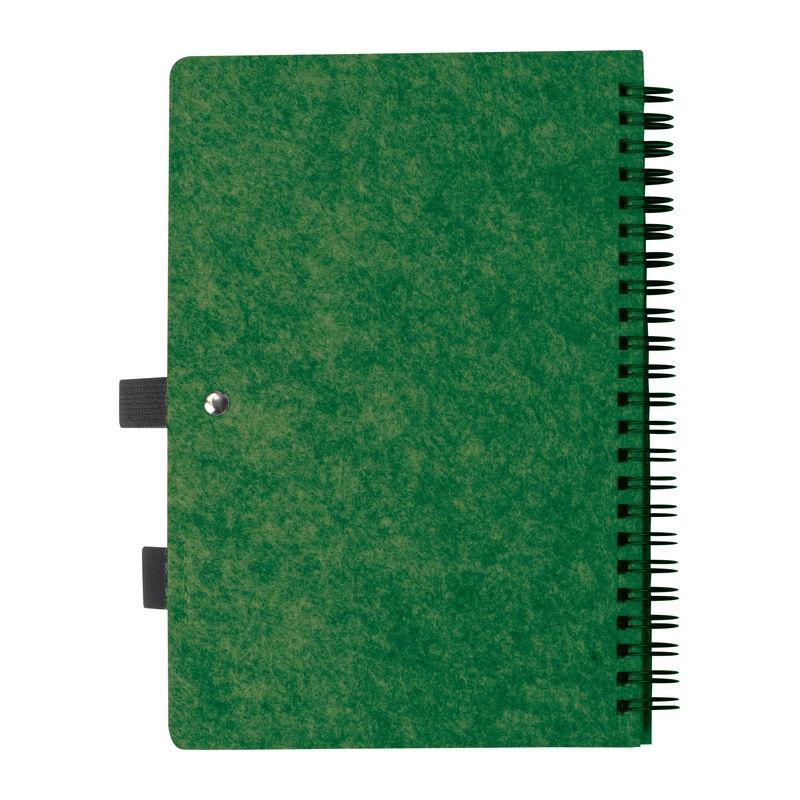 Caiet cu coperți din pâslă RPET Verde Inchis