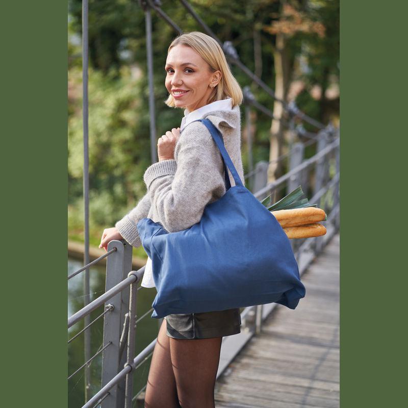 Sacoșă mare de cumpărături din bumbac organic Albastru închis