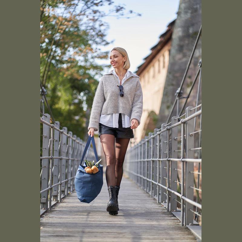 Sacoșă mare de cumpărături din bumbac organic Albastru închis