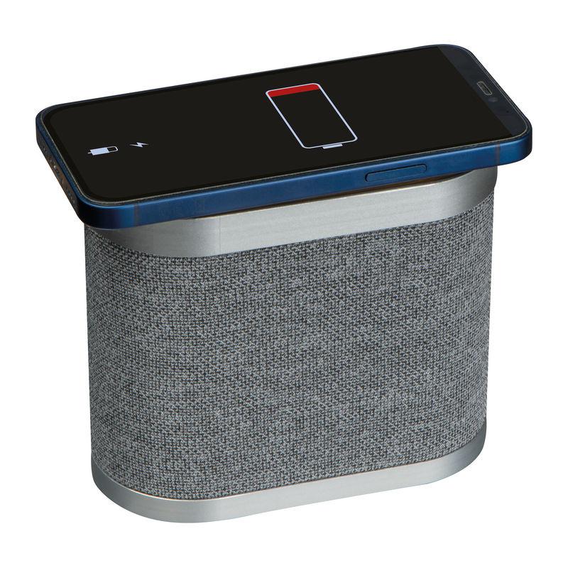 Boxă Bluetooth cu încărcător wireless din bambus Gri