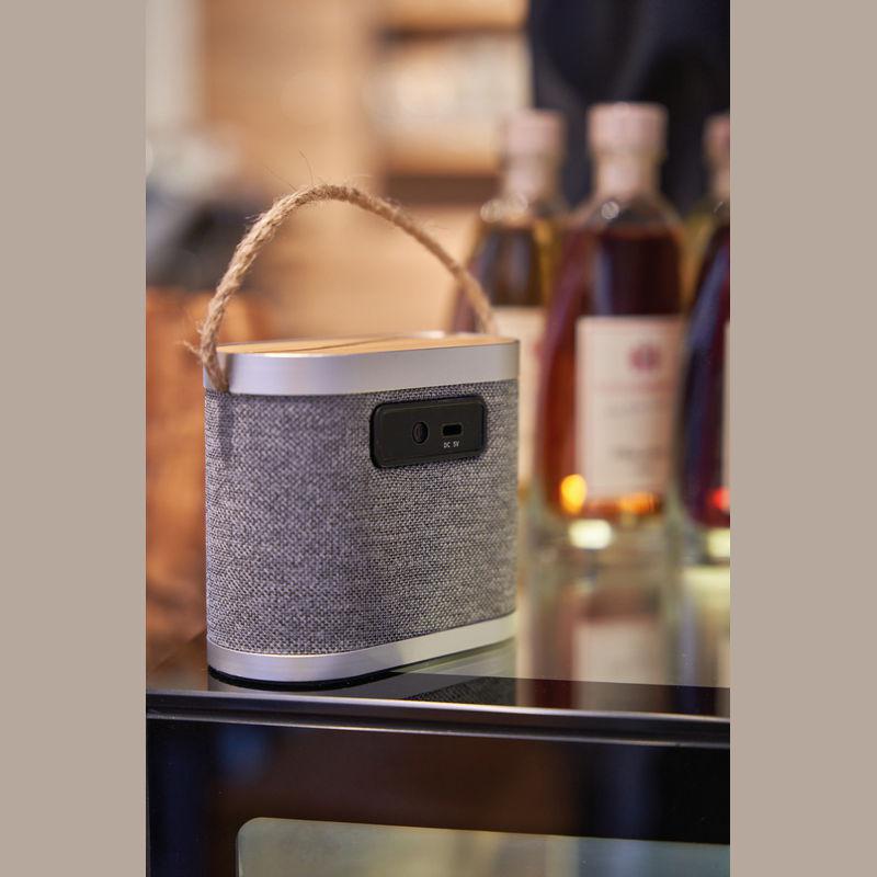 Boxă Bluetooth cu încărcător wireless din bambus Gri