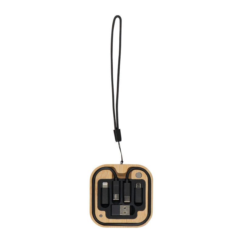 Set de cabluri în cutie bambus Beige