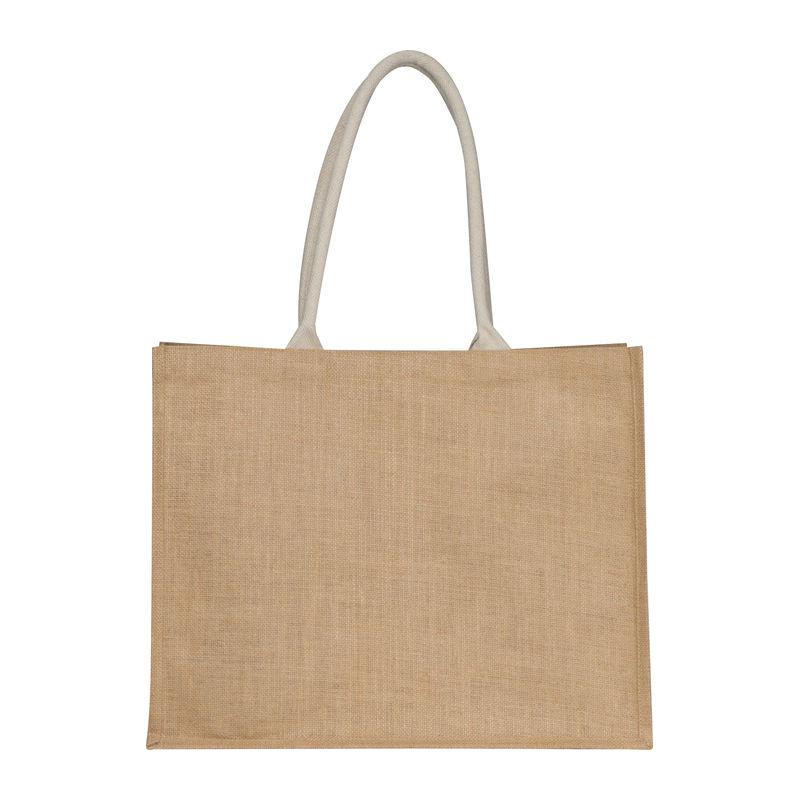 Sacoșă din iută cu buzunar frontal Beige
