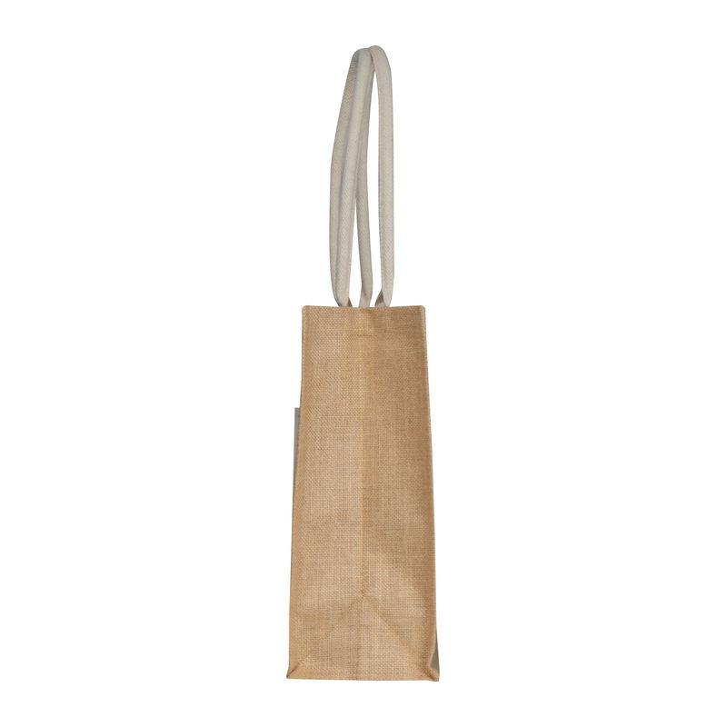 Sacoșă din iută cu buzunar frontal Beige