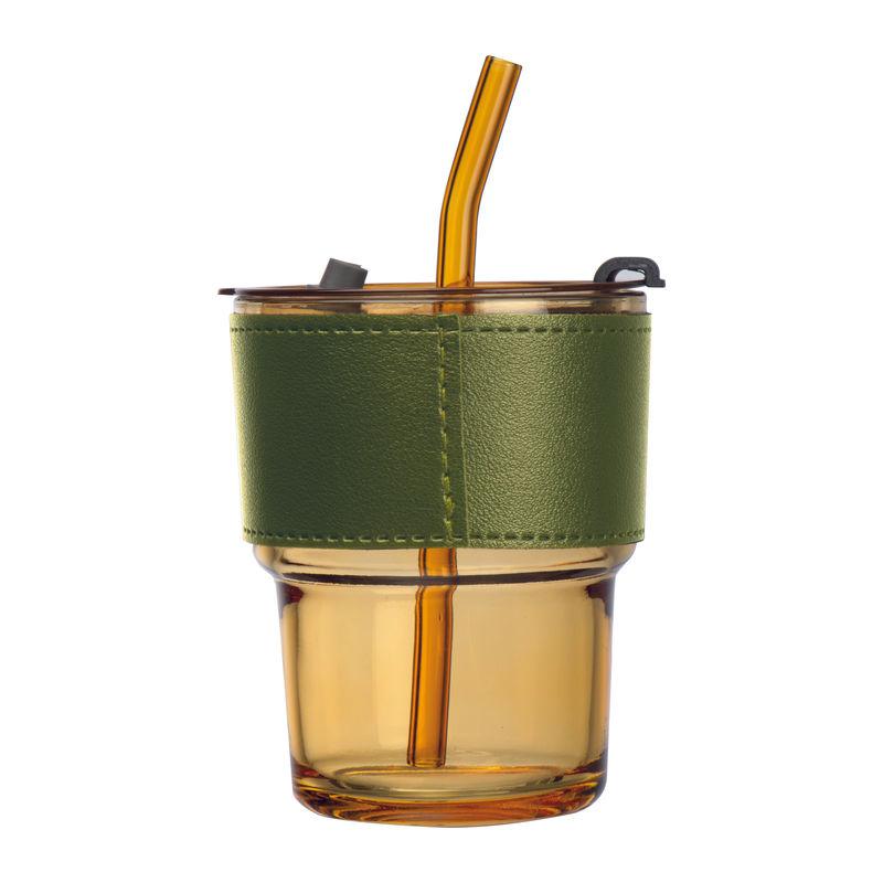 Pahar colorat de băut cu pai Galben