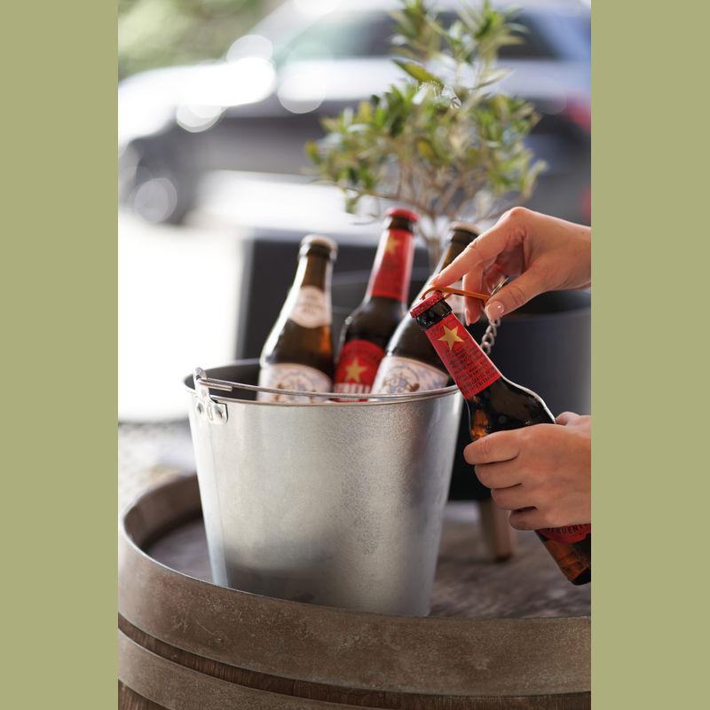 Găleată din zinc cu deschizător de sticle Gri