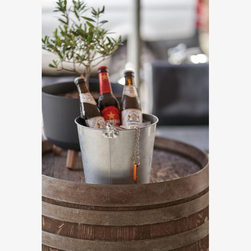 Găleată din zinc cu deschizător de sticle Gri