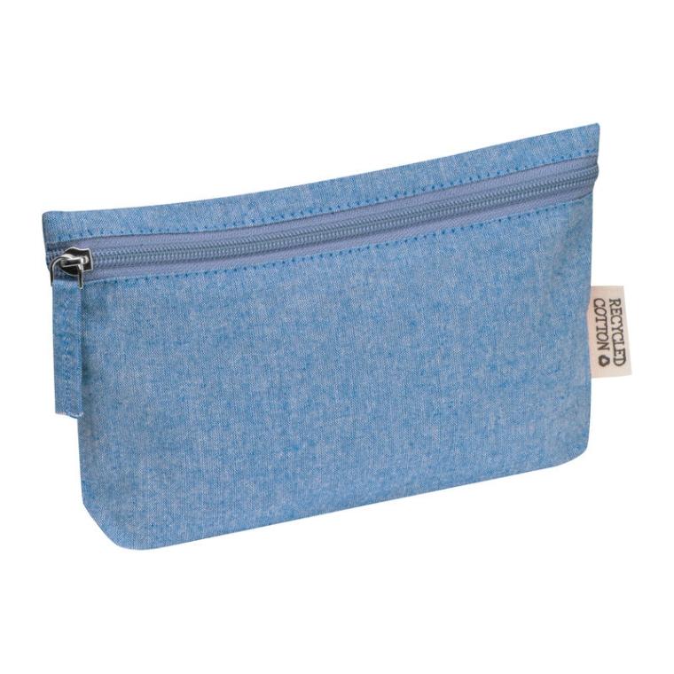 Etui din bumbac reciclat cu fermoar Albastru