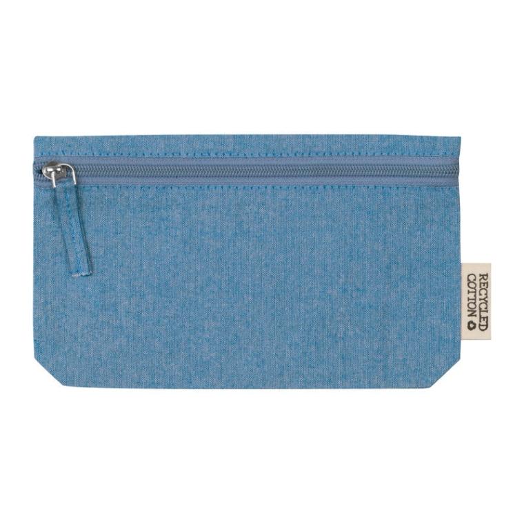 Etui din bumbac reciclat cu fermoar Albastru