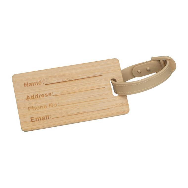 Etichetă pentru bagaj din bambus Beige