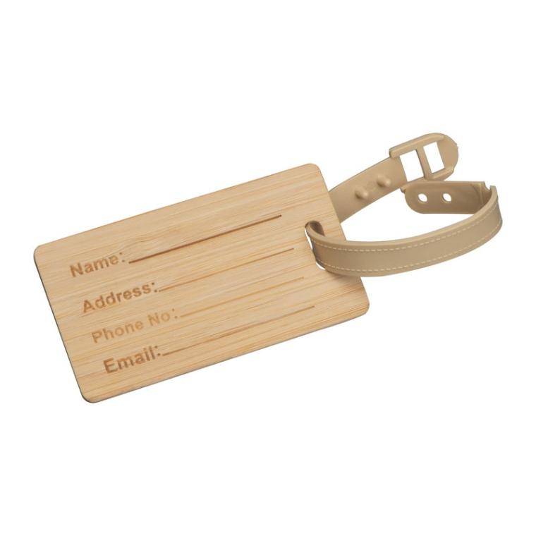 Etichetă pentru bagaj din bambus Beige