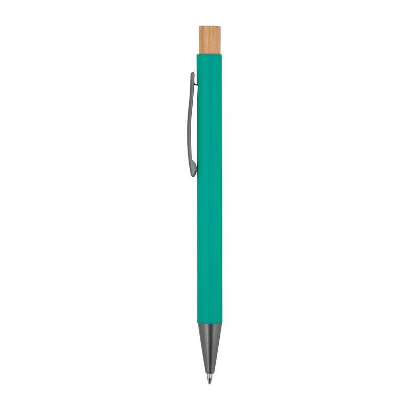 Pix din aluminiu reciclat cu buton din bambus Turquoise