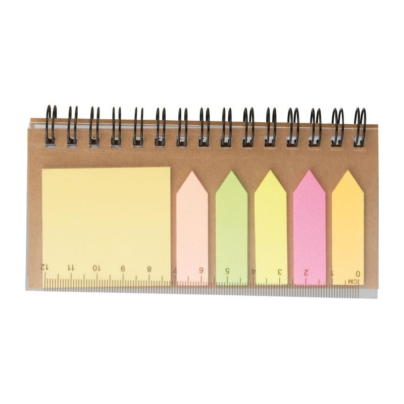 Set de notițe autoadezive cu caiet spiralat Beige