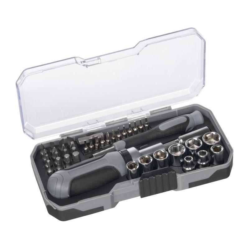 Set de unelte cu clichet, 41 piese Gri