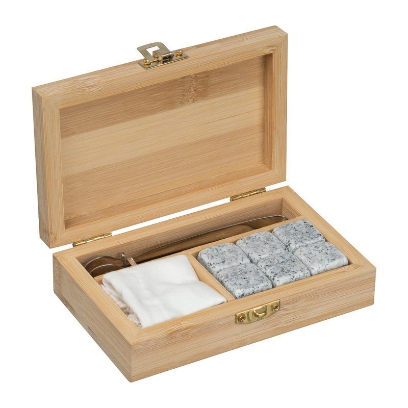 Set cuburi de granit în cutie din bambus