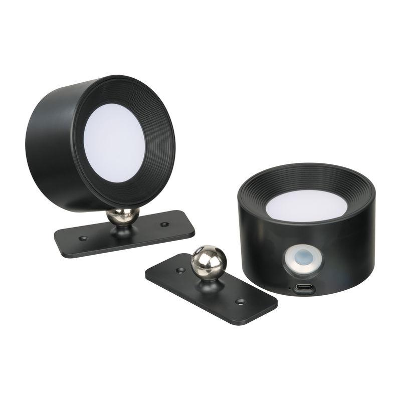 Set de 2 lămpi de perete reîncărcabile Negru