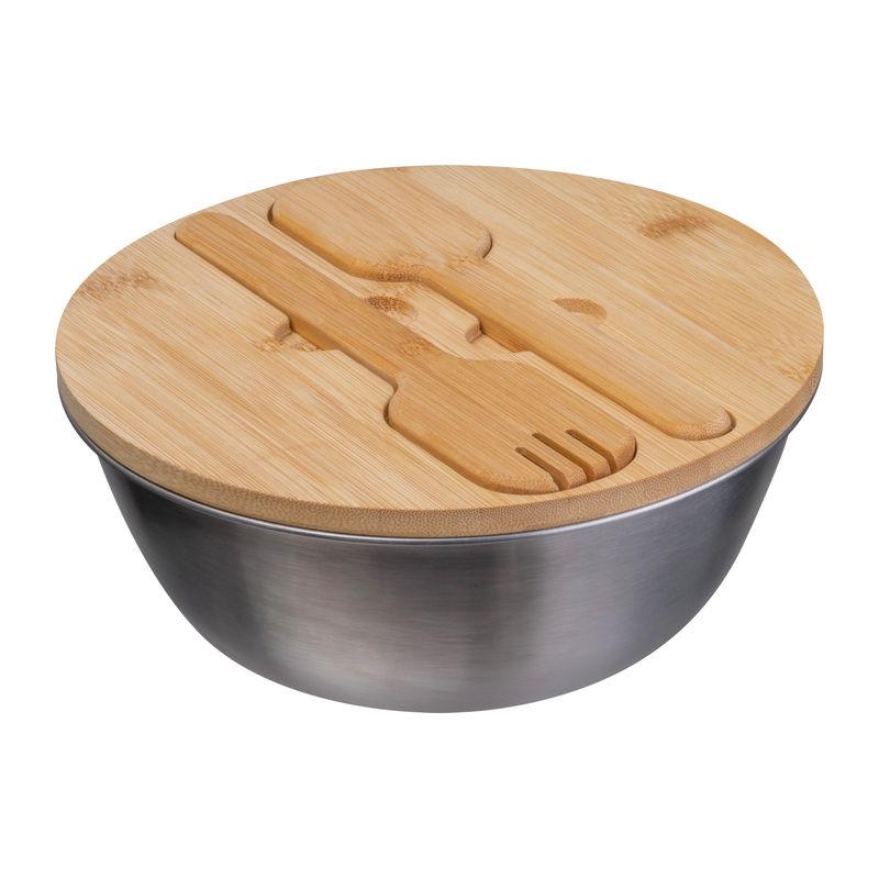 Bol pentru salată cu capac din bambus, 2 l