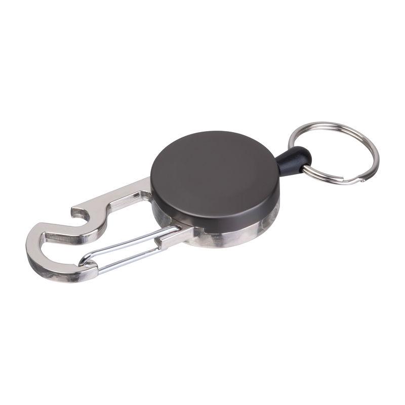 Breloc retractabil cu carabină Negru
