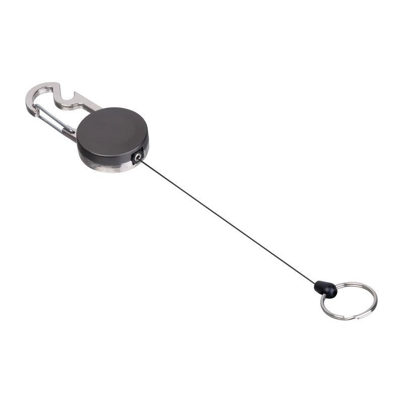 Breloc retractabil cu carabină Negru