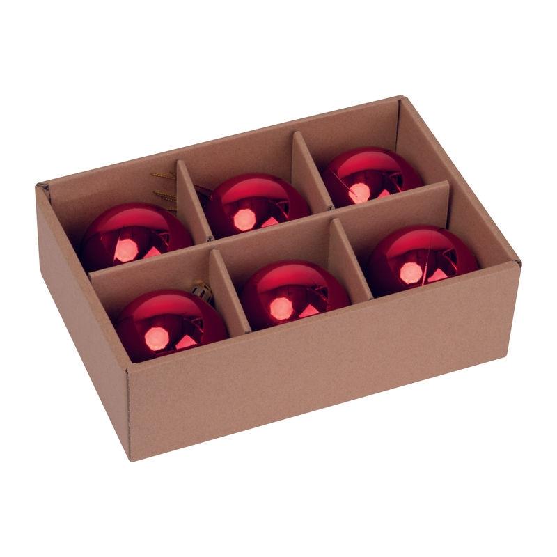 Set de 6 globuri de Crăciun Roșu