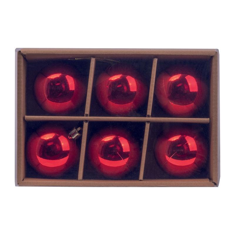 Set de 6 globuri de Crăciun Roșu