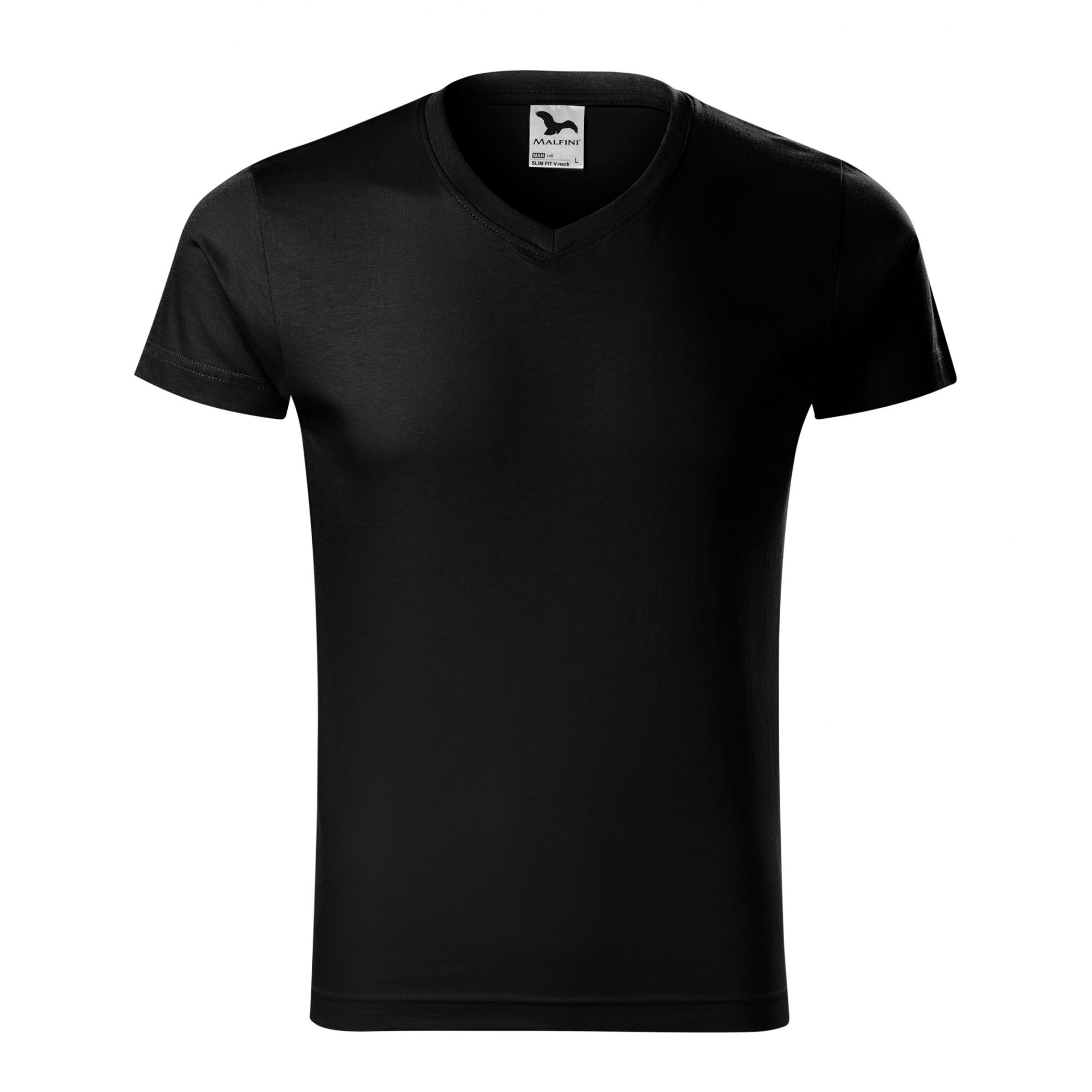 Tricou pentru bărbaţi Slim Fit V-neck 146 Negru S