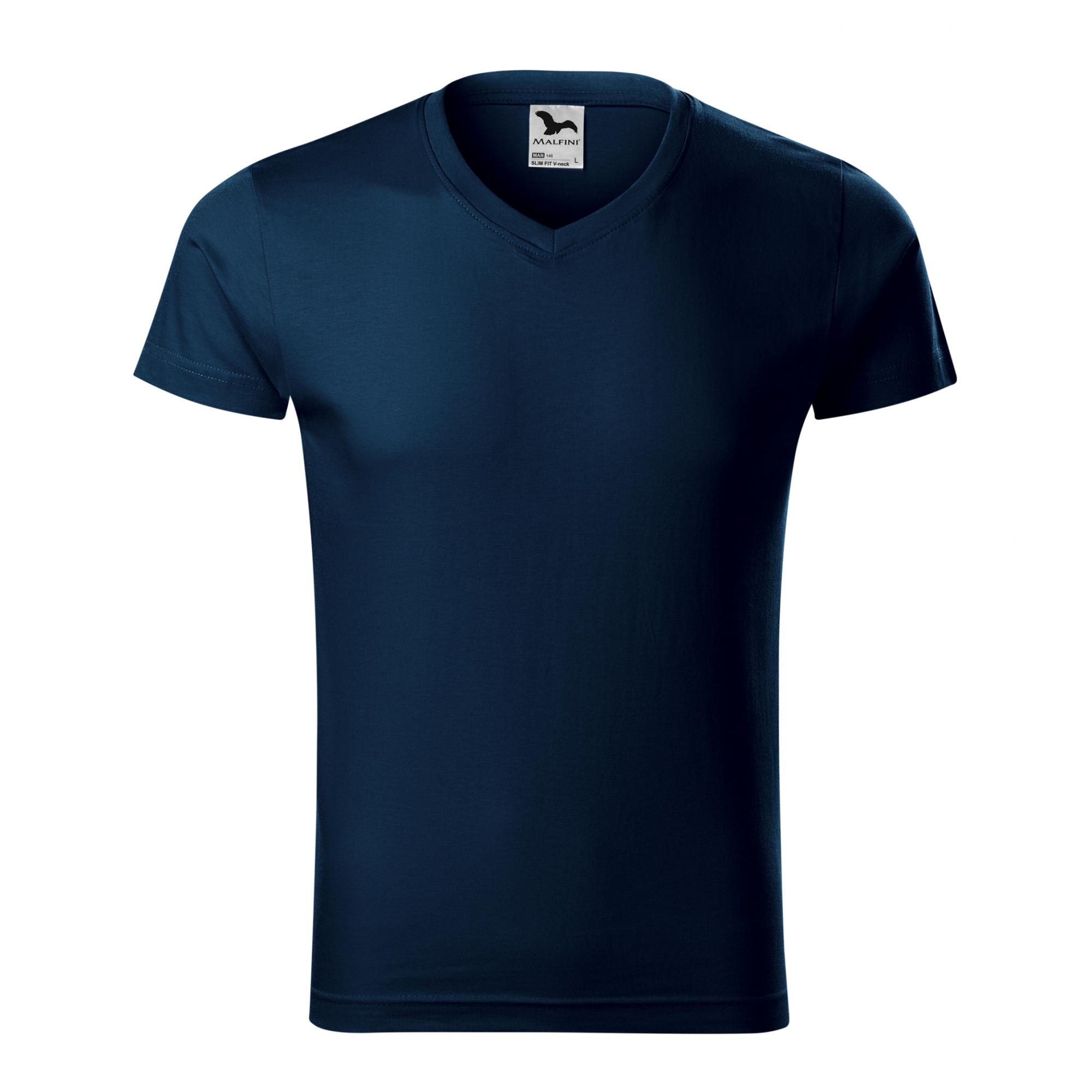 Tricou pentru bărbaţi Slim Fit V-neck 146 Albastru marin XL