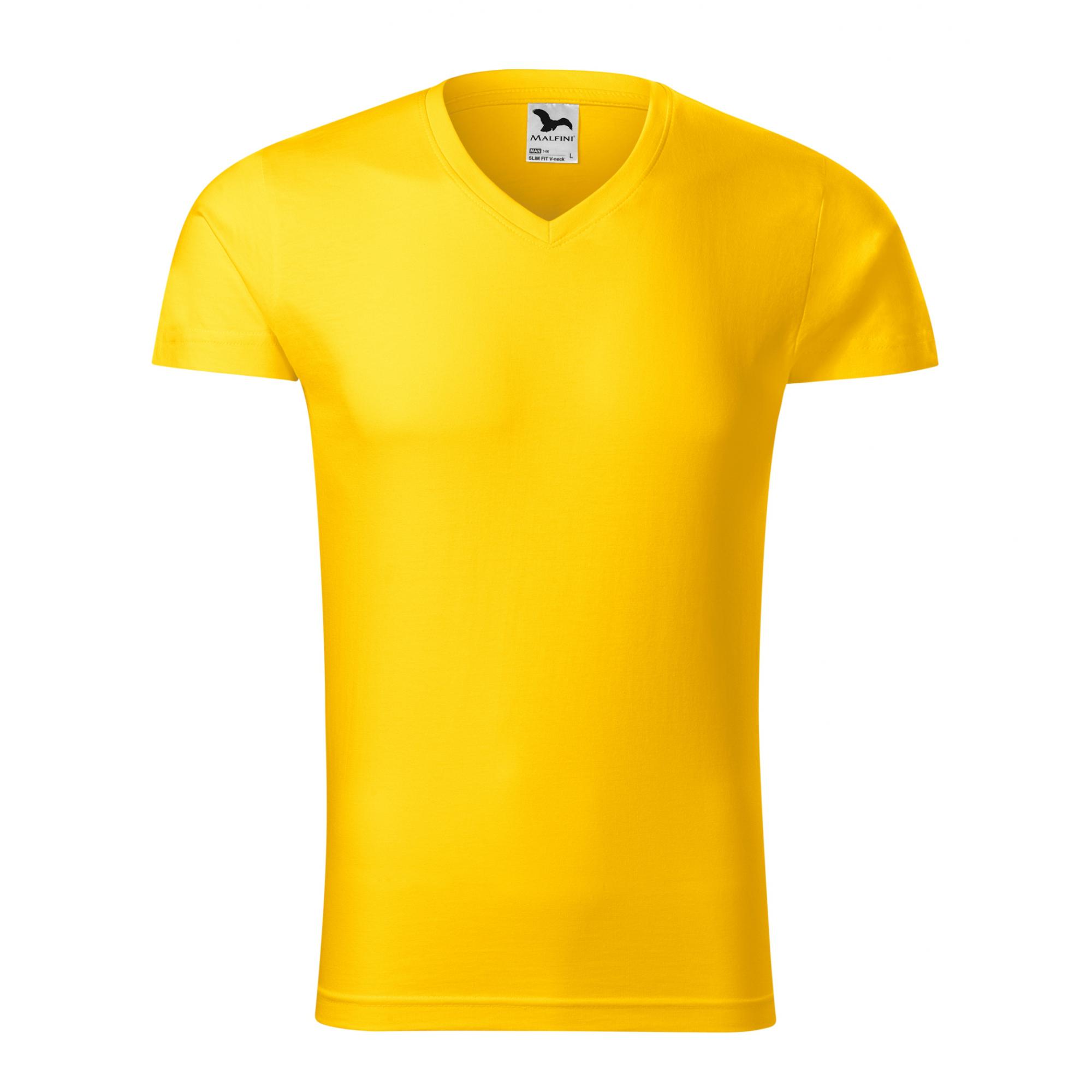 Tricou pentru bărbaţi Slim Fit V-neck 146 Galben L
