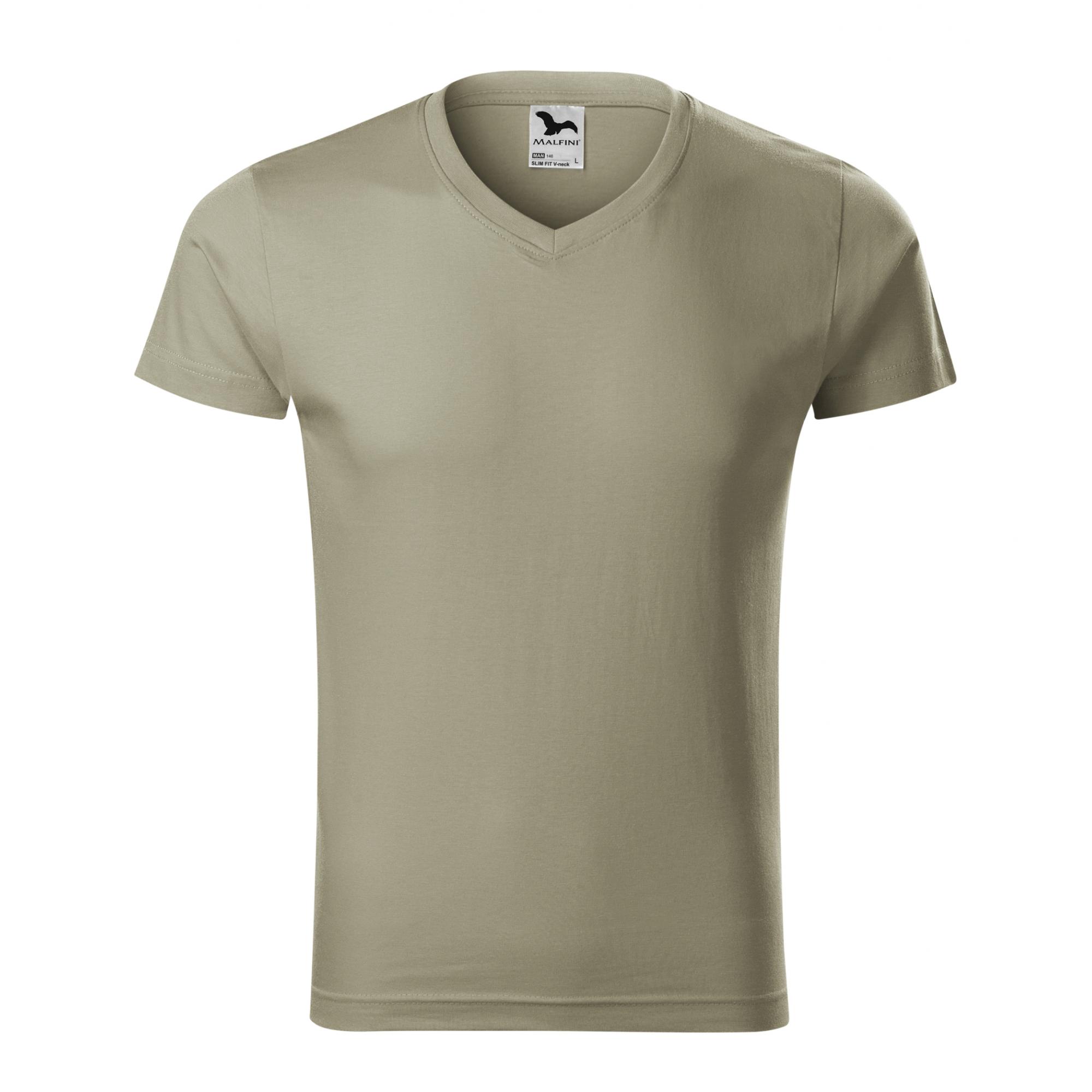 Tricou pentru bărbaţi Slim Fit V-neck 146 Kaki deschis XXL