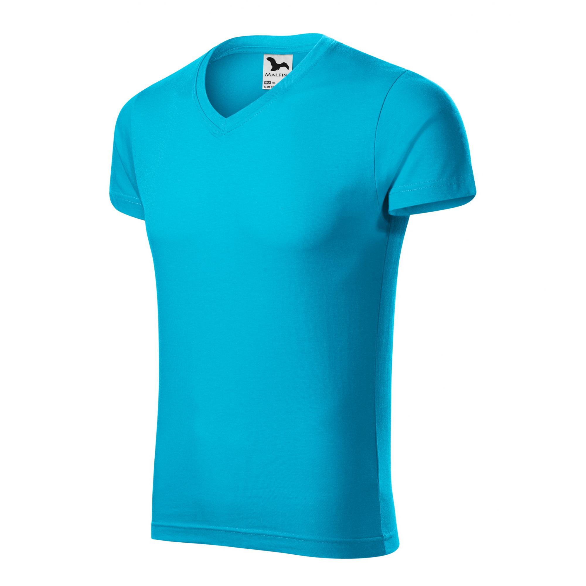 Tricou pentru bărbaţi Slim Fit V-neck 146 Turcoaz