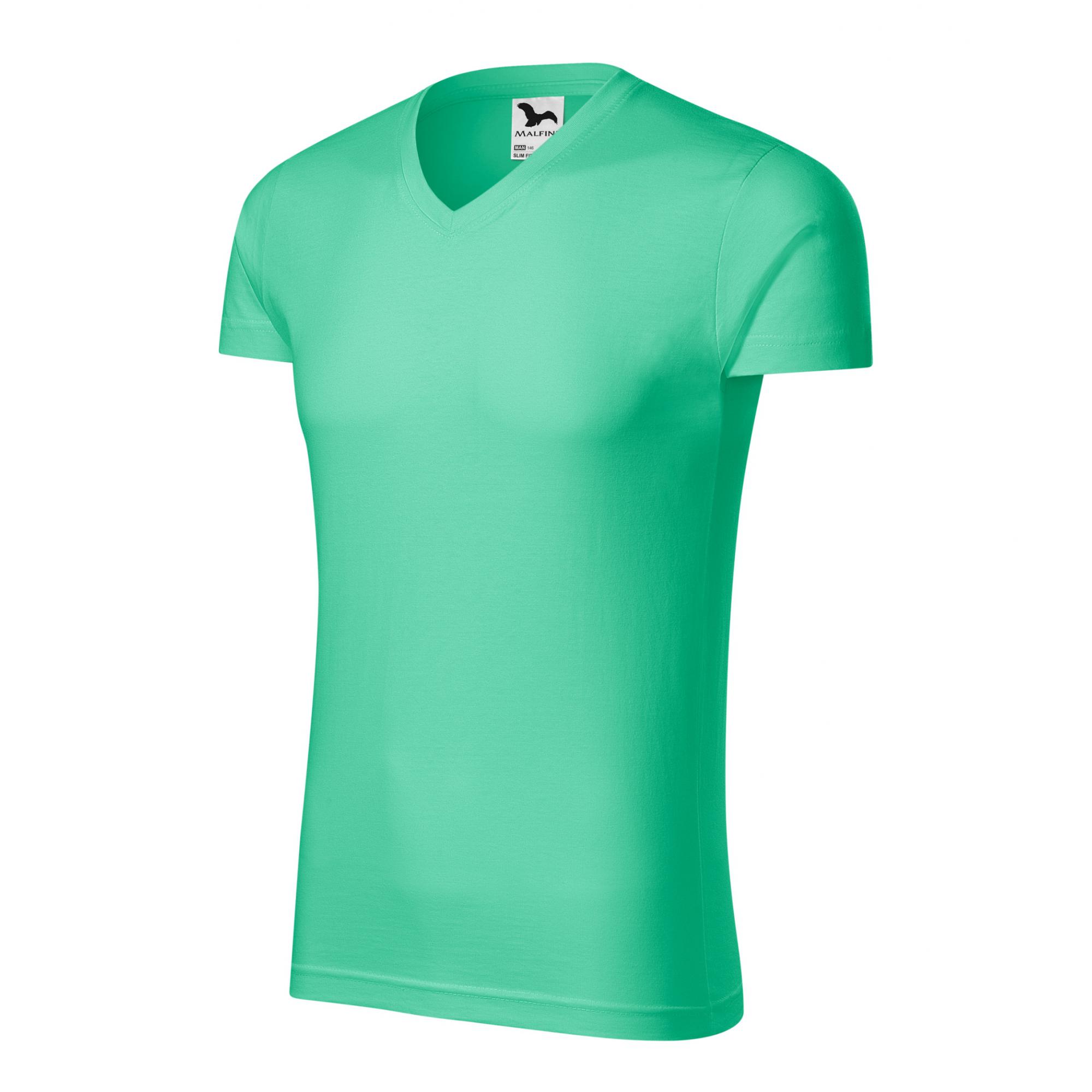Tricou pentru bărbaţi Slim Fit V-neck 146 Verde mentă