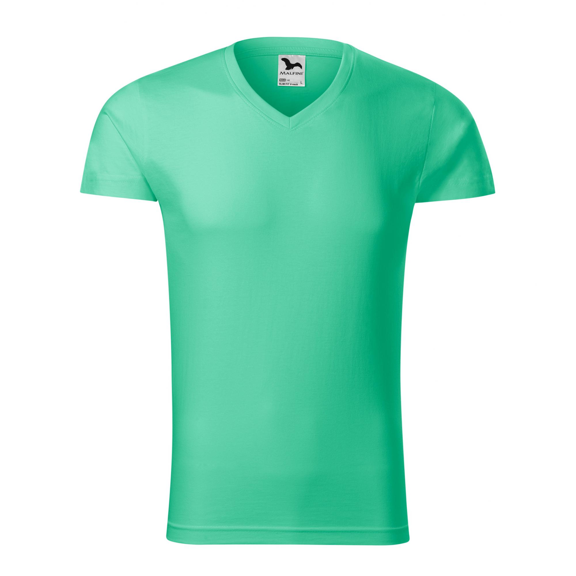 Tricou pentru bărbaţi Slim Fit V-neck 146 Verde menta M