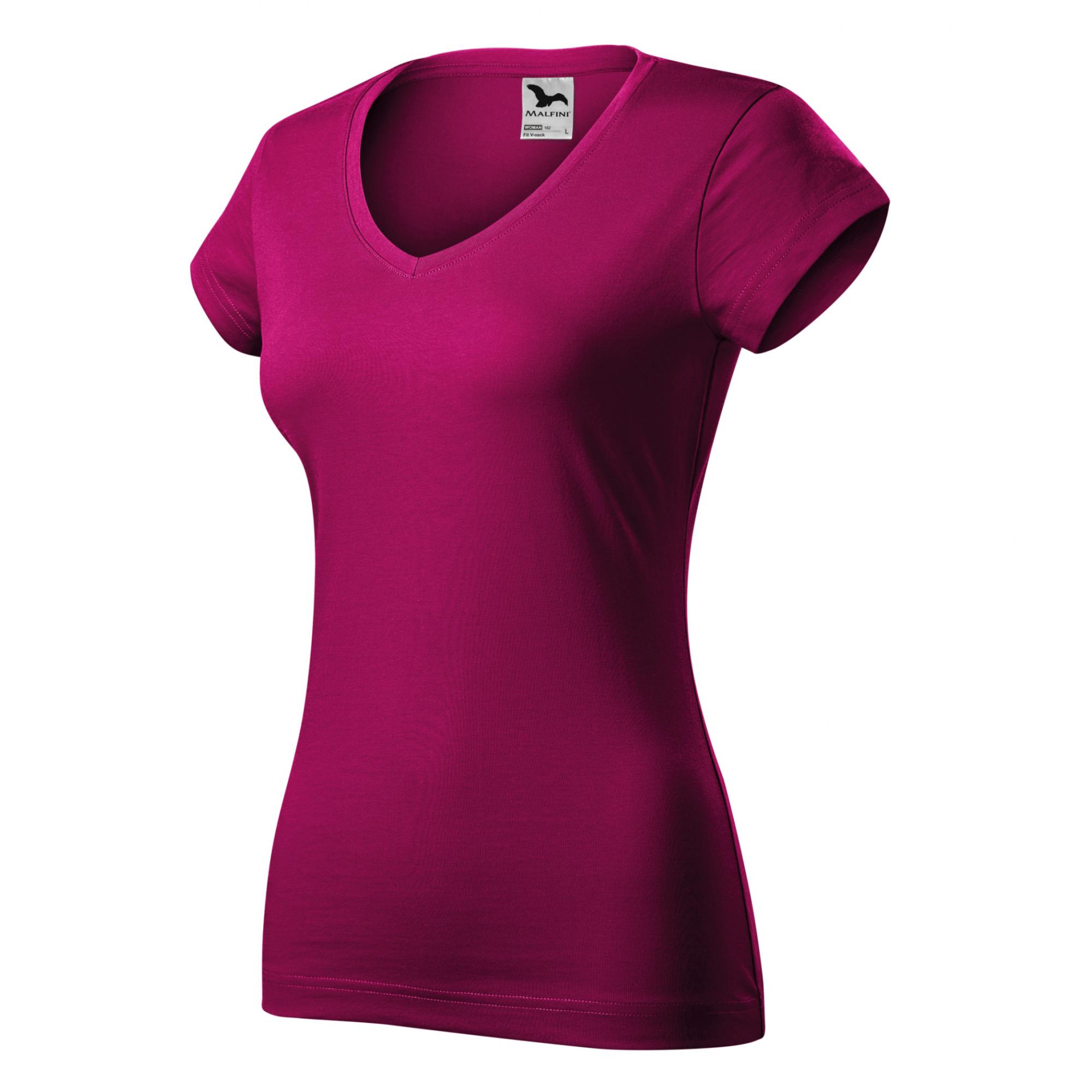 Tricou pentru damă Fit V-neck 162 Roșu fucsia