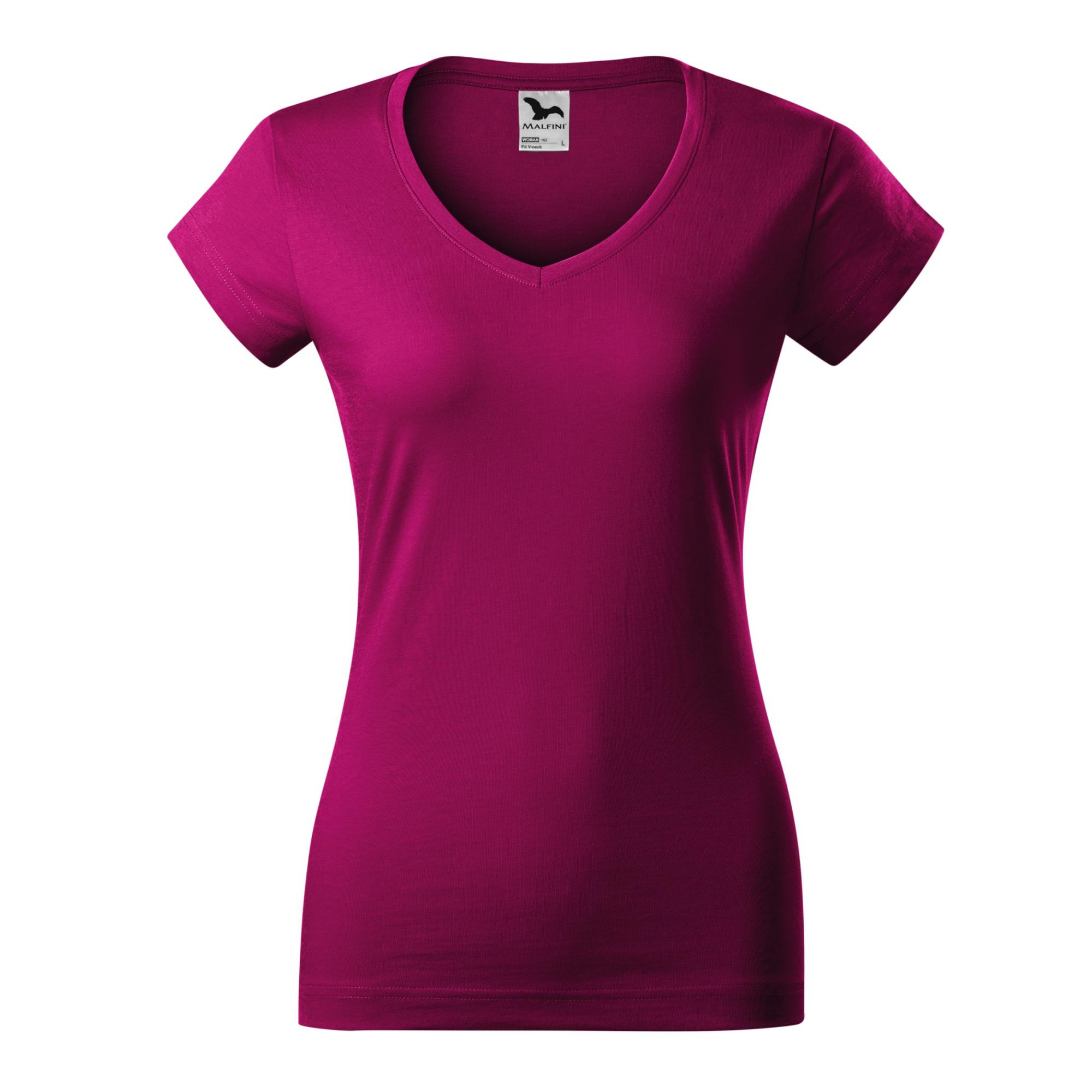 Tricou pentru damă Fit V-neck 162 Rosu fucsie XL