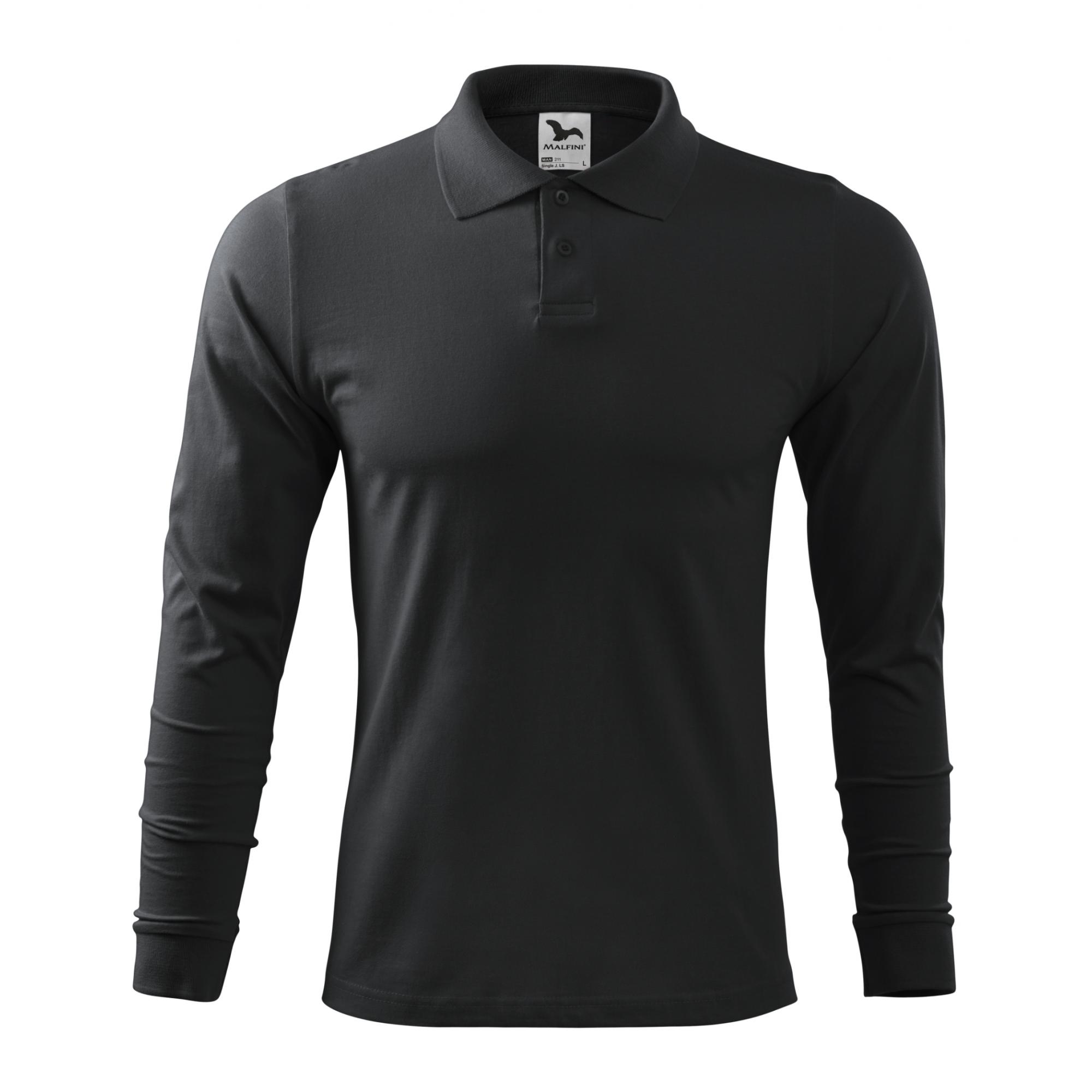 Tricou polo pentru bărbaţi Single J. LS 211 Ebony gray L
