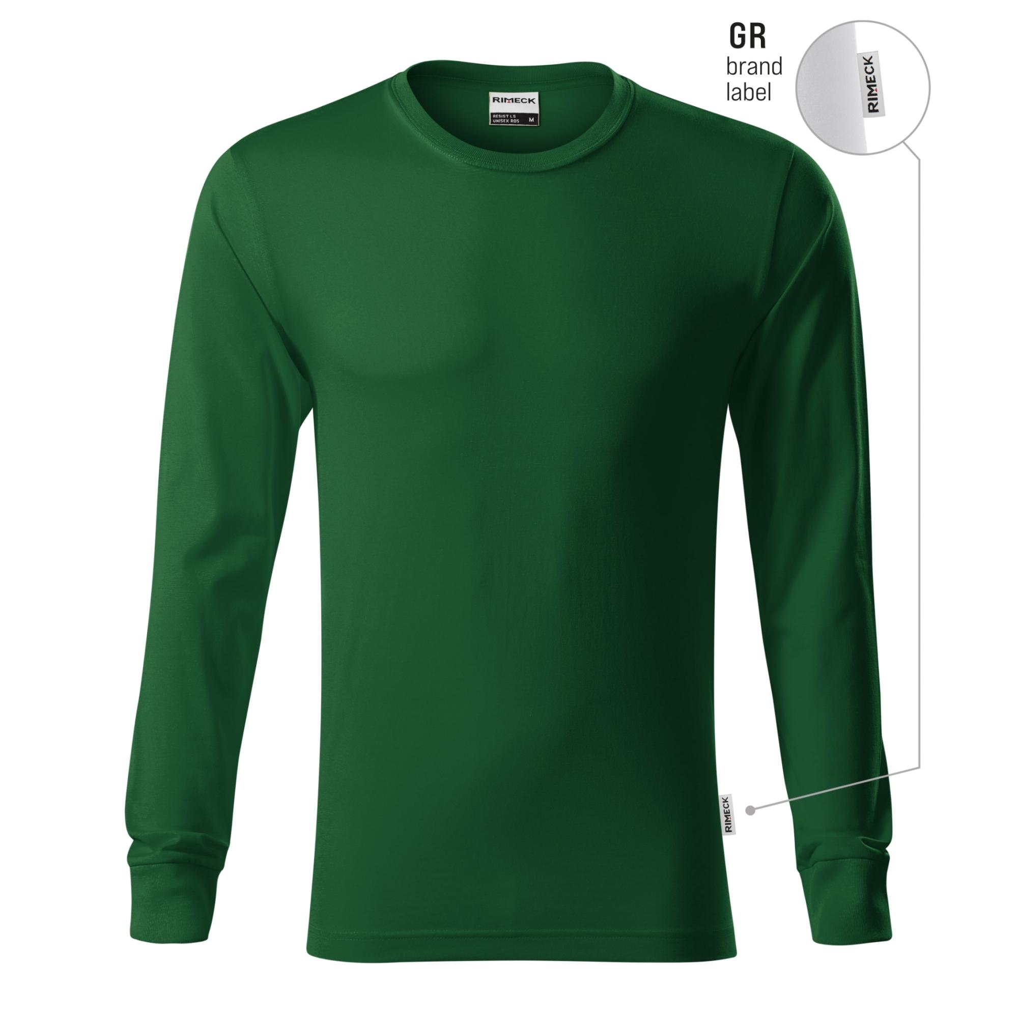 Tricou unisex Resist LS R05 verde sticlă 06 (brand label) XL