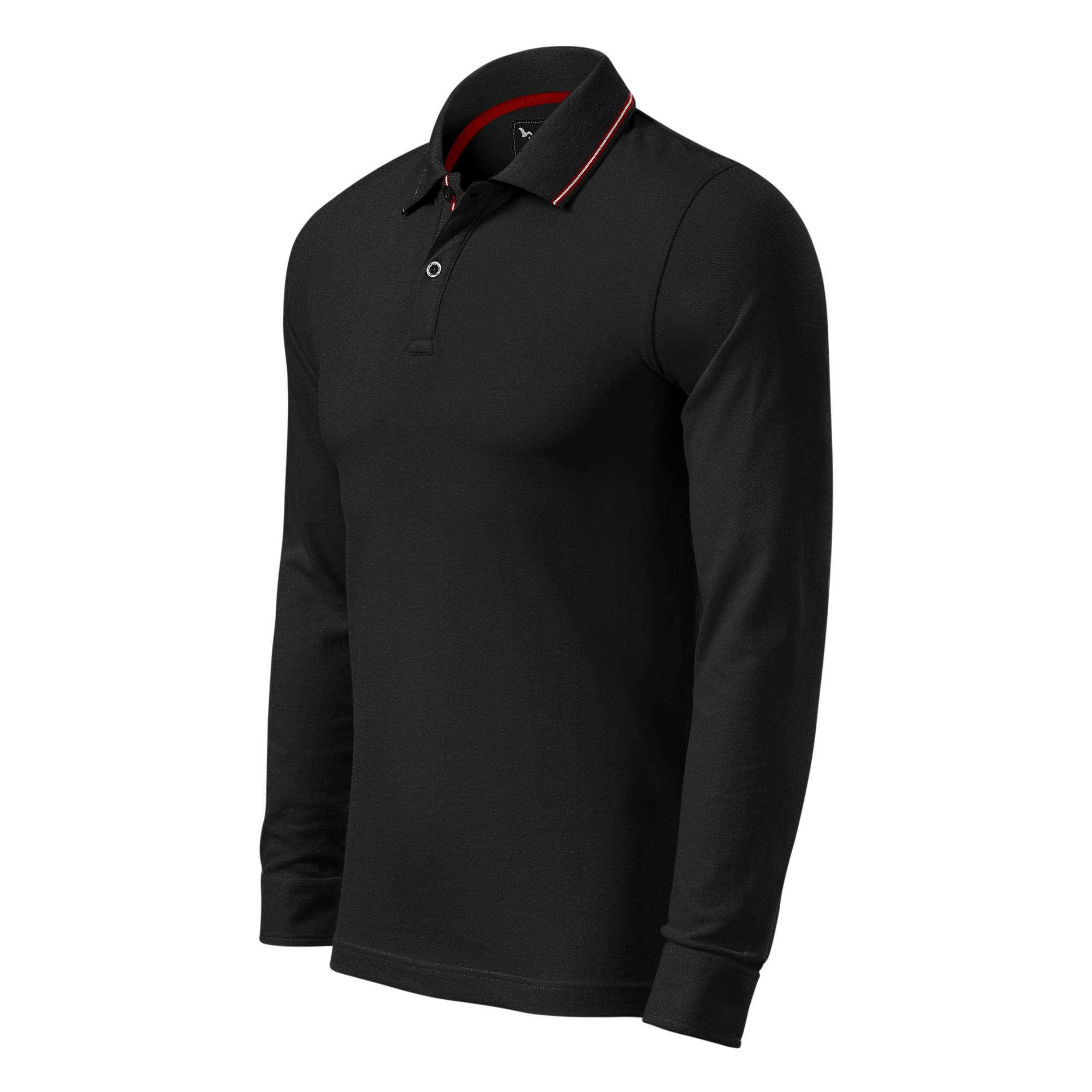 Tricou polo pentru bărbaţi Contrast Stripe LS 258 Negru