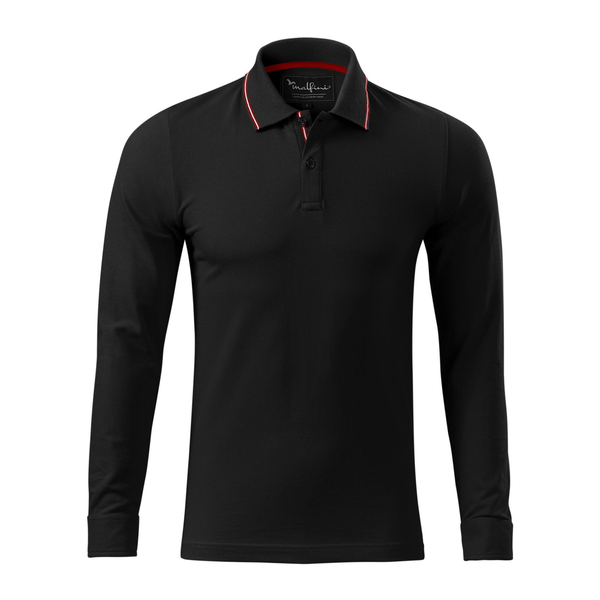 Tricou polo pentru bărbaţi Contrast Stripe LS 258 Negru S
