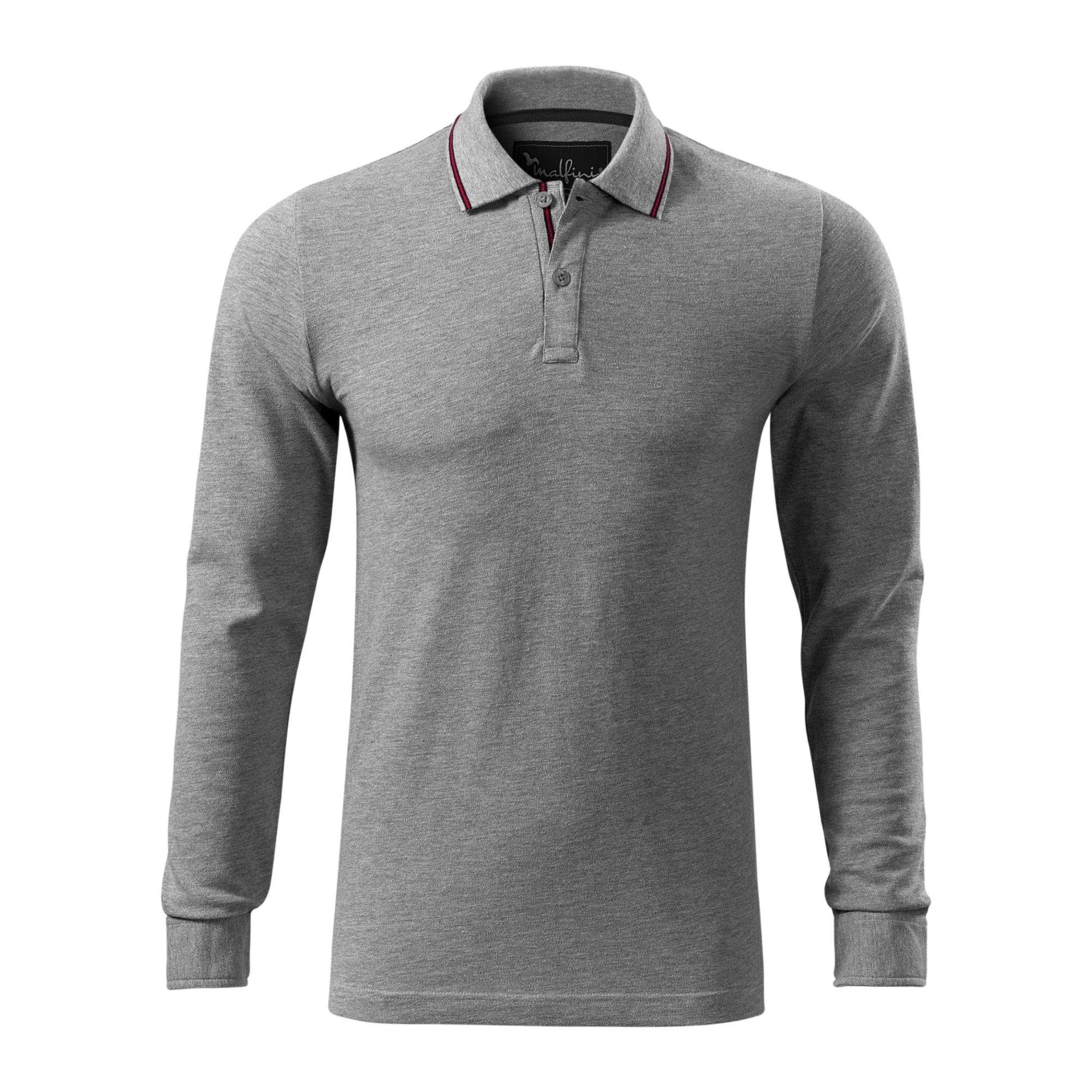 Tricou polo pentru bărbaţi Contrast Stripe LS 258 Gri inchis S