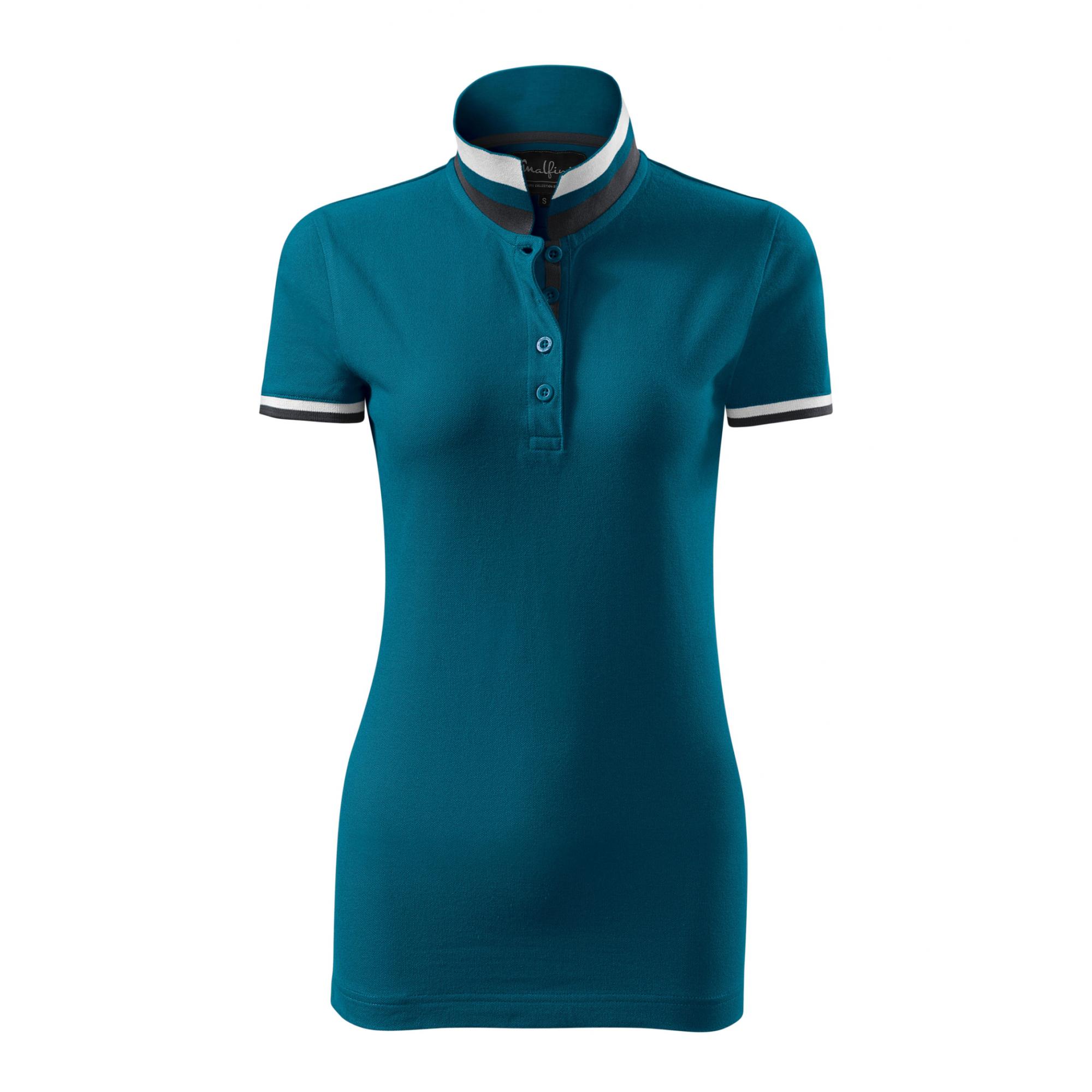 Tricou polo pentru damă Collar Up 257 Albastru petrol XXL